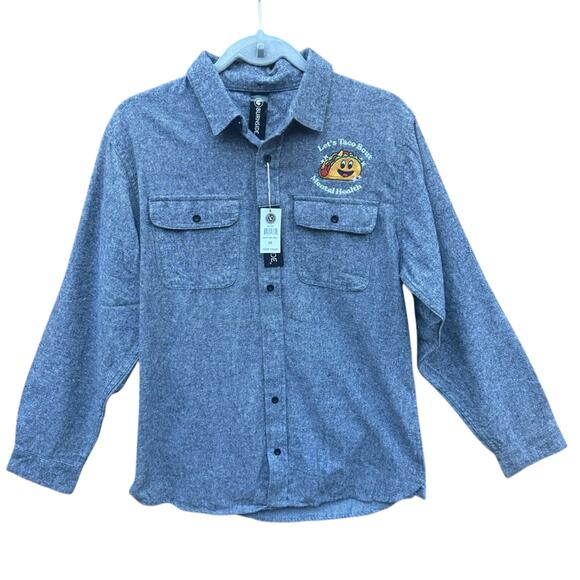 NWT New Burnside Mens Medium Lets Taco Bout Mental Health Button Up Shirt - Picture 1 of 5